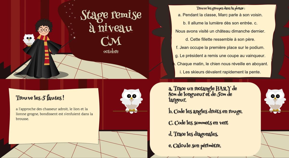 Stage de remise à niveau CM – La trousse bleue