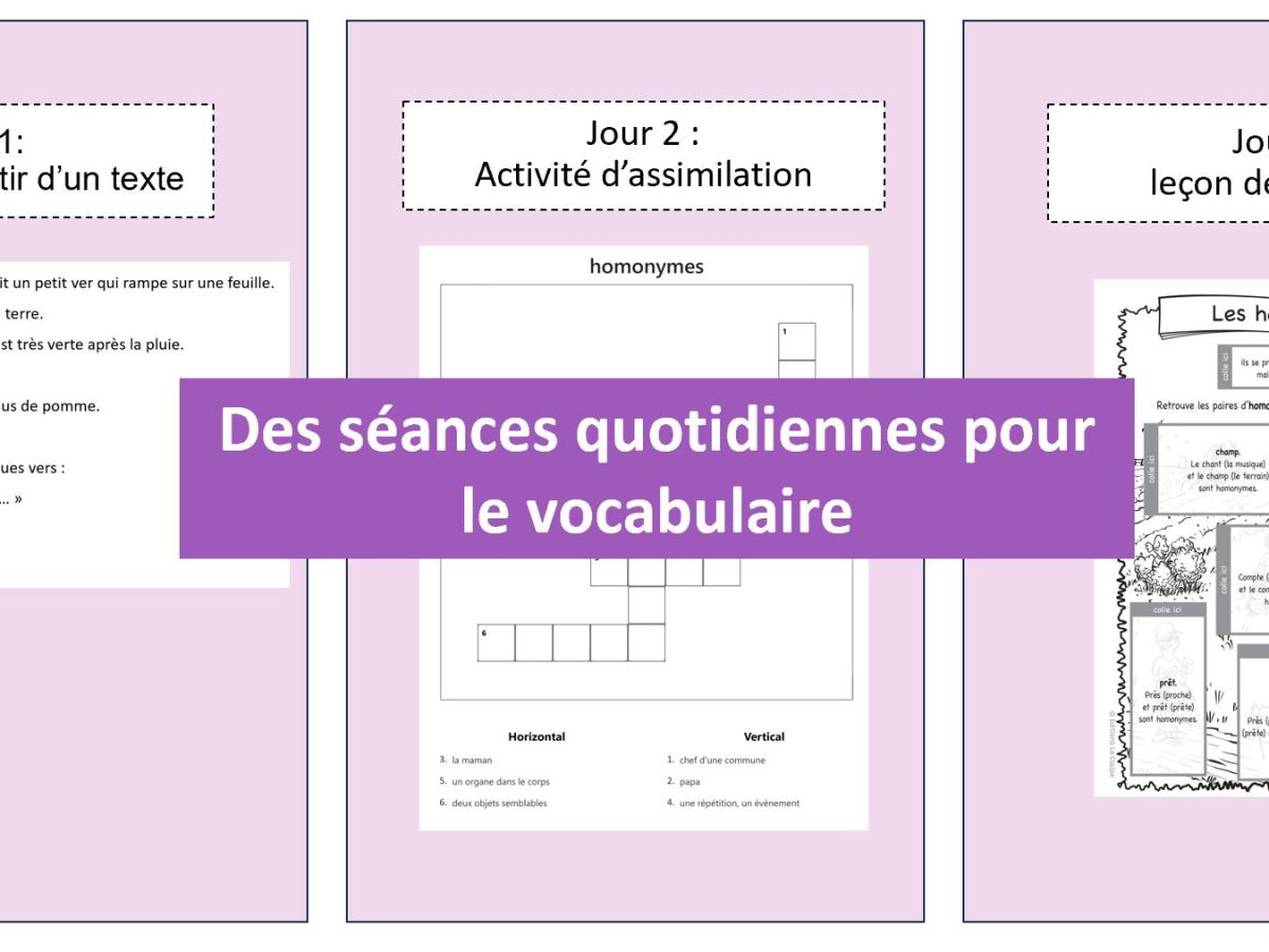 Séquences de vocabulaire (en lien avec les leçons&nbsp;Charivari)